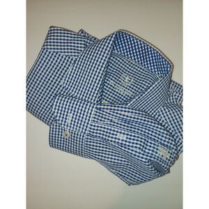 Bugatchi Uomo Mens Shirt, Blue/white Checks, Size‎ 18-1/2 34/35